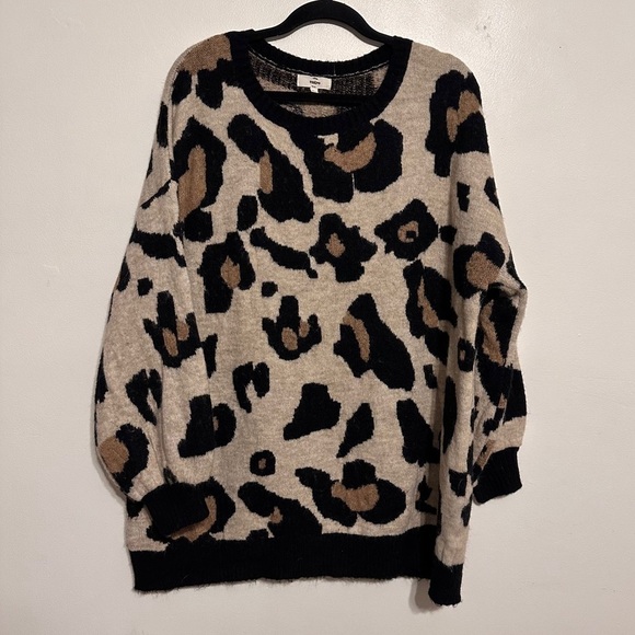 Entro Oversized Leopard Cheetah Balloon Sleeve Sweater Size XL - Picture 1 of 5
